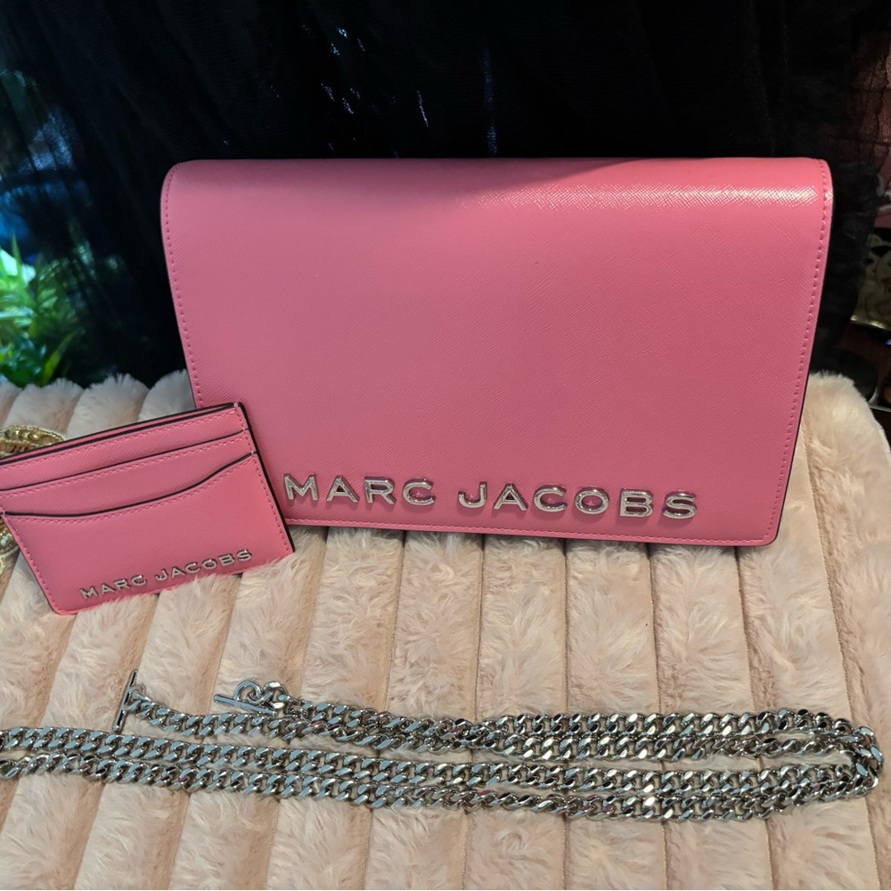 Marc Jacobs Pink Saffiano leather Crossbody Bag and Card Holder Set Like new! - Picture 13 of 16